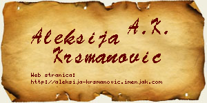 Aleksija Krsmanović vizit kartica